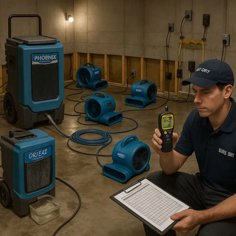 Structural Drying and Dehumidification process in Harkers Island, NC